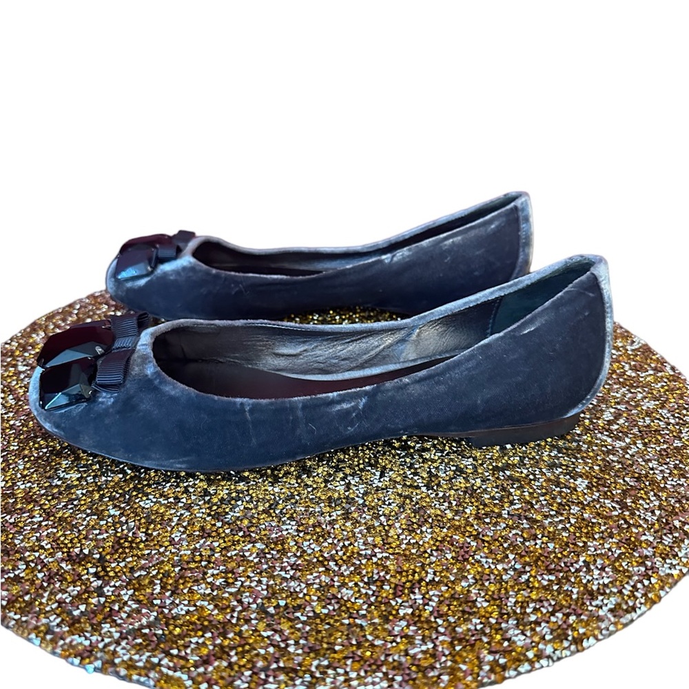 Boden Black Velvet Flats with Bow